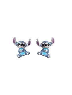 Lilo and Stitch Sterling Silver 3D Blue Enamel Stud Earrings, Officially Licensed