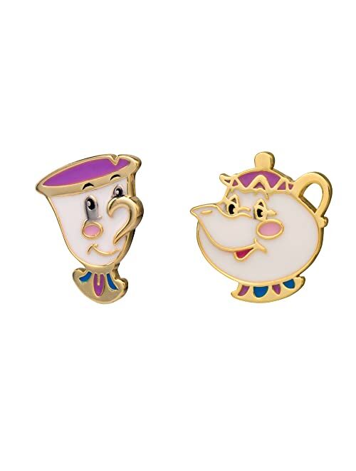 Disney Sterling Silver Mismatched Stud Earrings Winnie the Pooh | Mickey and Minnie Mouse| Beauty and the Beast, Official License