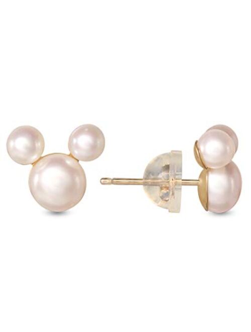 Disney Mickey Mouse 14K Gold Fresh Water Pearl Stud Earrings, Official License
