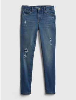 Kids Super Skinny Destructed Jeans with Washwell