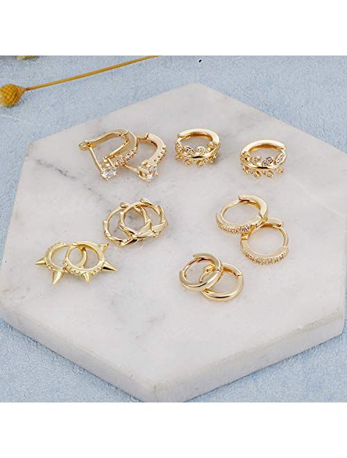 Tamhoo 12 Pairs Gold/Silver Small/Big Hoop Earrings Pack Set for Women - Wholesale 8mm Hoop Earrings for Teen Girls (12 pairs)