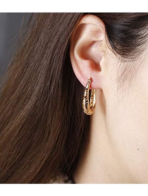 Tamhoo 8 Pairs Assorted Gold Silver Filigree Hoop Earrings for Womens-Wide Hoop Earrings for Women Silver/Gold-Large Lightweight Earrings Big Hoops for Teen Girls -Leverb