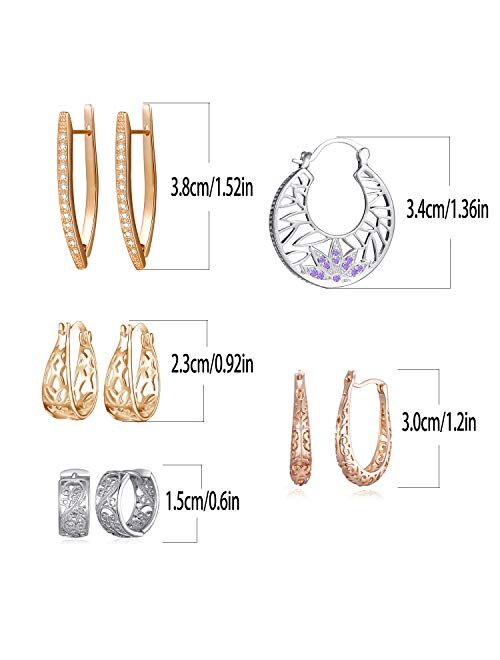 Tamhoo 8 Pairs Assorted Gold Silver Filigree Hoop Earrings for Womens-Wide Hoop Earrings for Women Silver/Gold-Large Lightweight Earrings Big Hoops for Teen Girls -Leverb