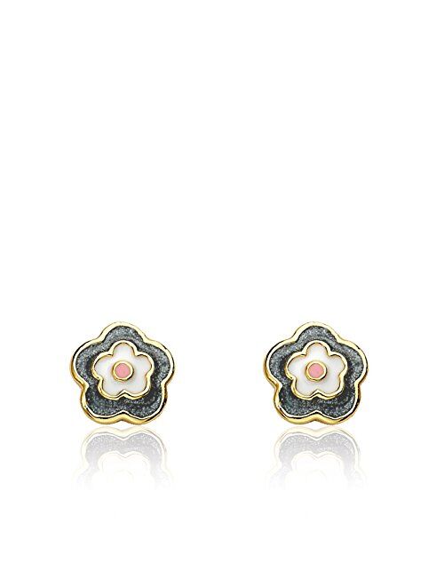 Little Miss Twin Stars 14k Gold Plated Stud Earring - Surgical Steel Post For Sensitive Ears