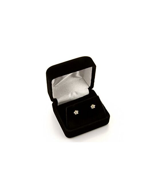 The World Jewelry Center 14k Yellow Gold Flower Stud Earrings with Screw Back - 3 Different Color Available