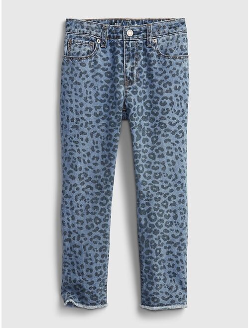 GAP Kids Mid Rise Leopard Print Girlfriend Jeans with Washwell™