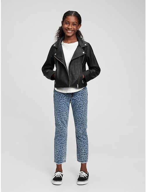 GAP Kids Mid Rise Leopard Print Girlfriend Jeans with Washwell™