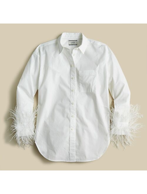 J.Crew Collection cotton poplin shirt with feather trim