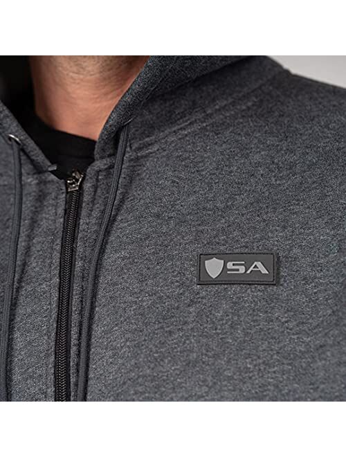 S A Store S A SA Men's Full-Zip Hoodie Sweatshirt - Standard fit, Relaxed Hood with Ribbed Cuffs & Waistband