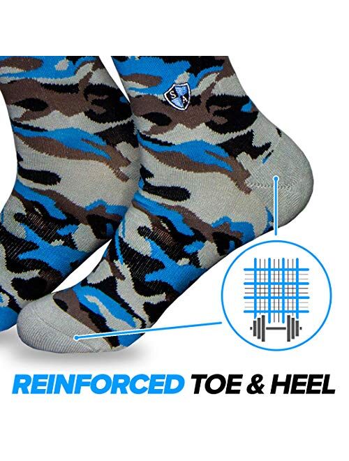 S A Store S A Aqua Blackout Military Camo Crew Socks for Men & Women - Quick Drying Performance Fiber Blend with Reinforced Toe & Heel