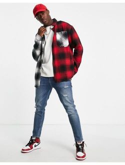 relaxed cut and sew check shirt in multi