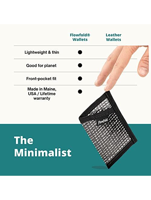 Flowfold Recycled Sailcloth Minimalist Card Holder Durable Slim Wallet Front Pocket Wallet, Card Holder Wallet Made in USA