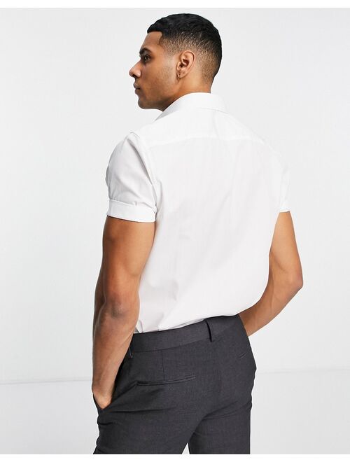 Topman formal short sleeve shirt in white