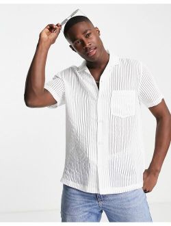 revere shirt with burnout stripe in white
