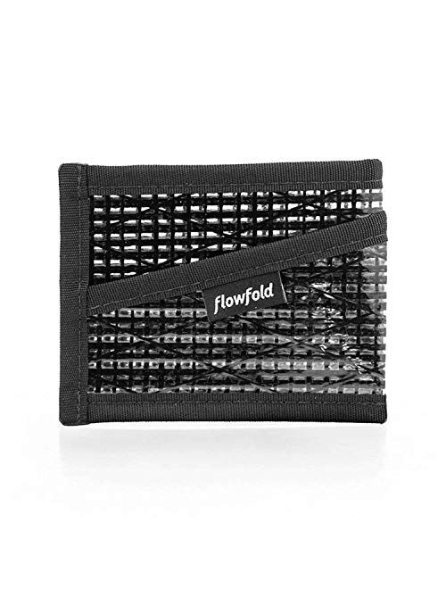 Flowfold Recycled Sailcloth Craftsman 3 Pocket Card Holder Wallet - Front Pocket Wallet, Slim Card Holder & Recycled Sailcloth Wallet Made in USA (Black Sailcloth)