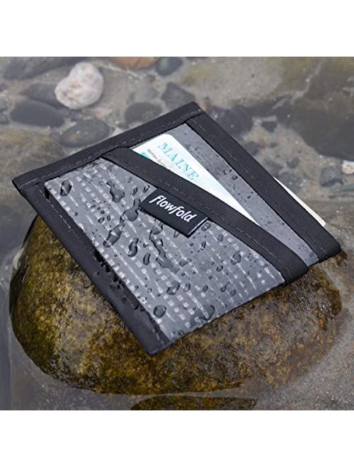 Flowfold Recycled Sailcloth Craftsman 3 Pocket Card Holder Wallet - Front Pocket Wallet, Slim Card Holder & Recycled Sailcloth Wallet Made in USA (Black Sailcloth)