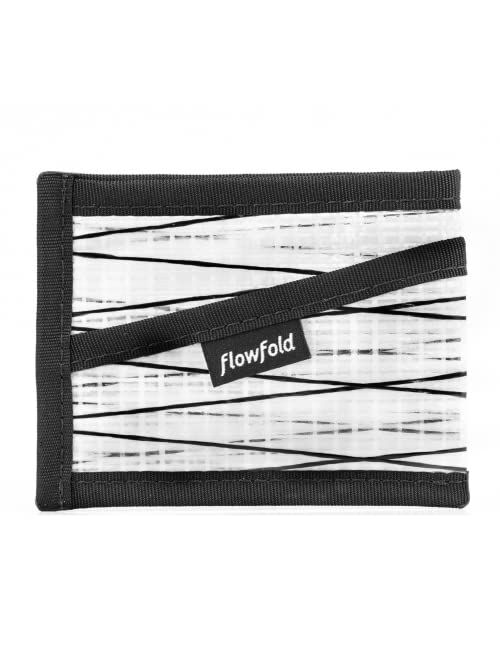 Flowfold Recycled Sailcloth Craftsman 3 Pocket Card Holder Wallet - Front Pocket Wallet, Slim Card Holder & Recycled Sailcloth Wallet Made in USA (Black Sailcloth)