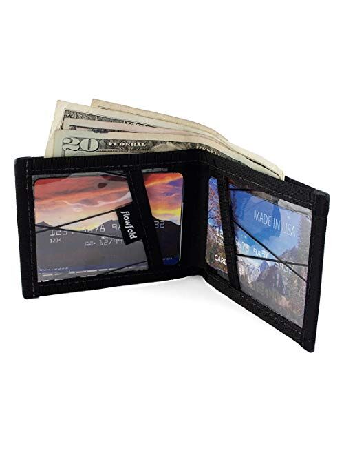 Flowfold RFID Blocking Vanguard Bifold Wallet Durable Slim Wallet Front Pocket Wallet, Bifold Wallet Made in USA (Grey)