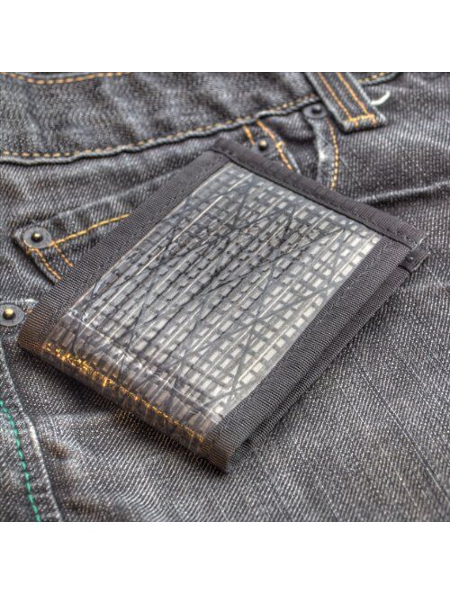 Flowfold Recycled Sailcloth Wallets - Vanguard Bifold Wallet, Front Pocket Wallet, Slim Minimalist Wallets Made in USA (Black Sailcloth)