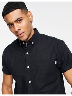 short sleeve slim oxford shirt in black