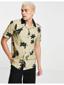 floral print shirt in stone