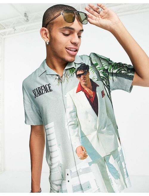 Topman Scarface placement print shirt in mint