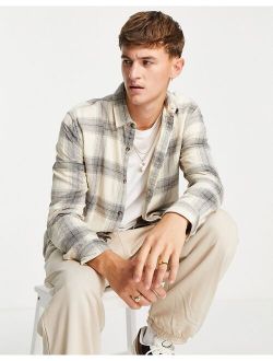 shadow check shirt in stone