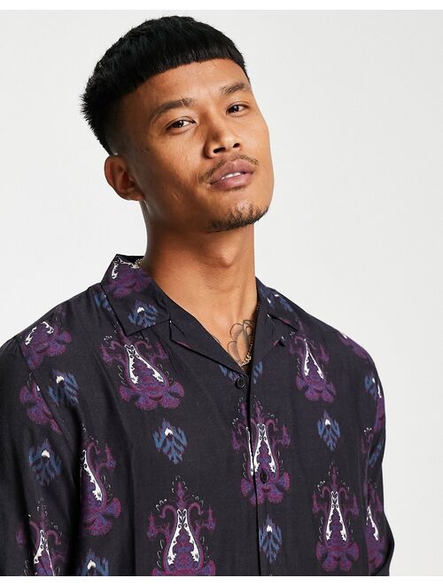 Topman long sleeve shirt with placement snake print in multi