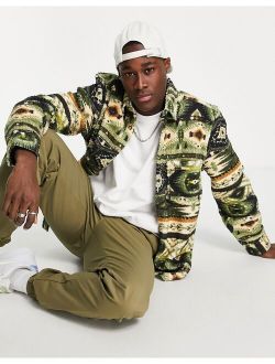 fleece printed overshirt in multi