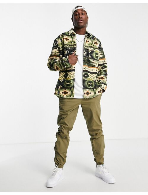 Topman fleece printed overshirt in multi