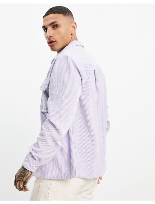 Topman relaxed cord shirt in lilac