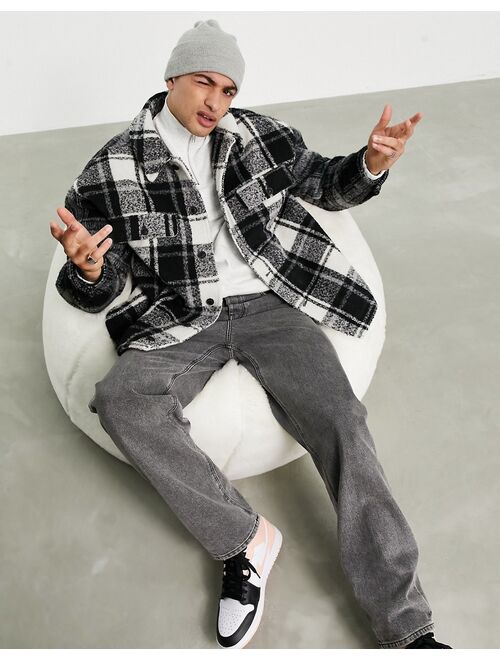 Topman oversized textured check shacket