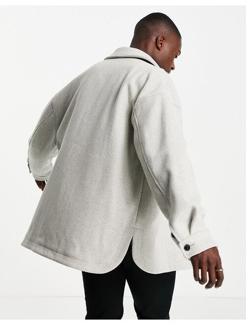 Topman oversized textured shacket in gray