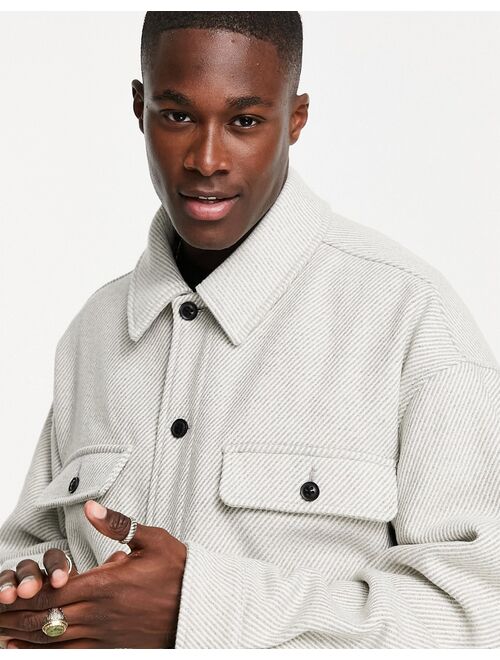 Topman oversized textured shacket in gray