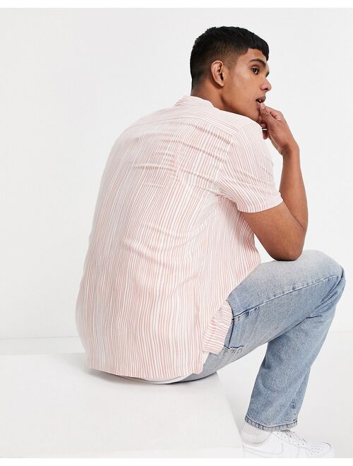 Topman painted stripe shirt in pink