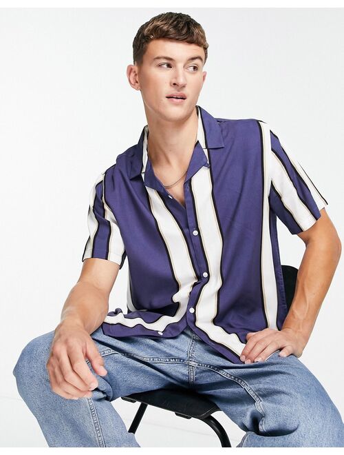 Topman stripe shirt in blue and white