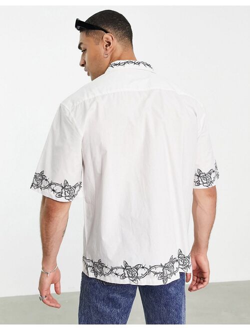 Topman mirror print shirt in off white