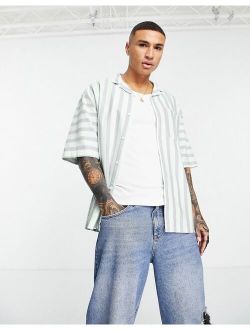 oversized camp collar striped shirt in mint