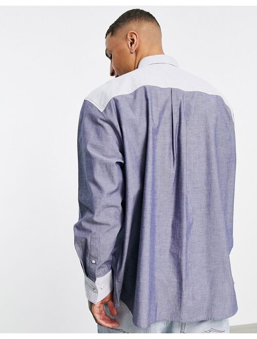 Topman oversized shirt in cut and sew stripe