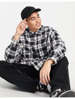 oversized check shirt with back print in mono
