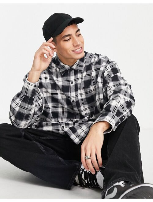 Topman oversized check shirt with back print in mono