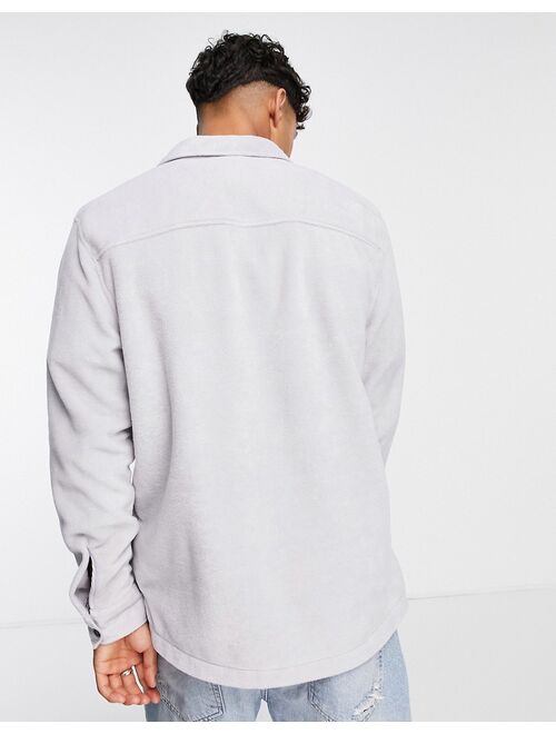 Topman polar fleece overshirt in gray