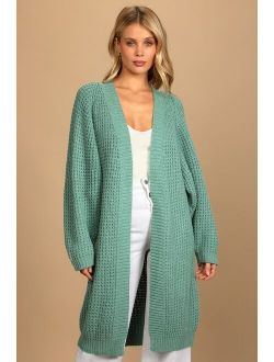 Keen With Comfort Teal Blue Duster Cardigan