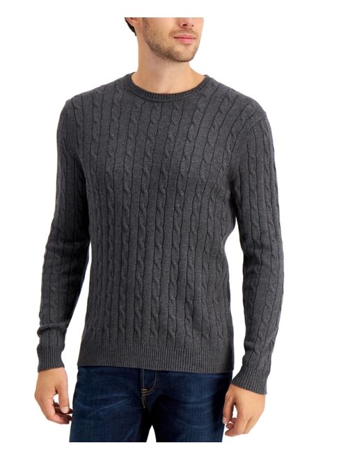Club Room Men's Cable-Knit Cotton Sweater, Created for Macy's