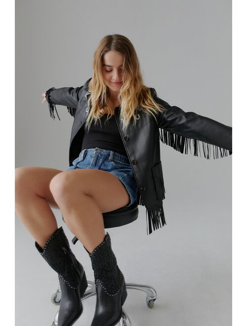 Urban outfitters UO Arden Faux Leather Western Fringe Jacket