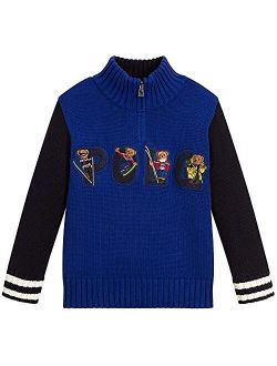 Boy's Ski Bear Half-Zip Sweater