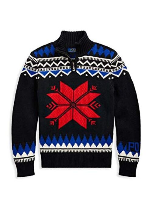Polo Ralph Lauren Boy's Snowflake Merino Wool-Blend Zip Sweater