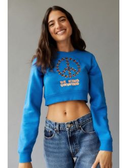 UO Be Kind Embroidered Cropped Sweatshirt