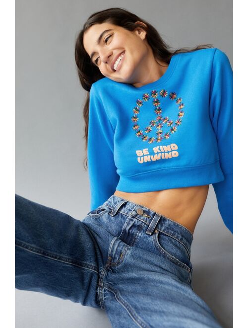 Urban outfitters UO Be Kind Embroidered Cropped Sweatshirt