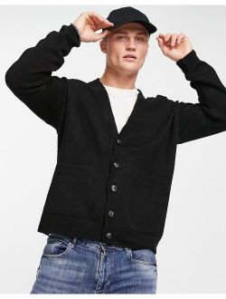 fluffy relaxed cardigan in black